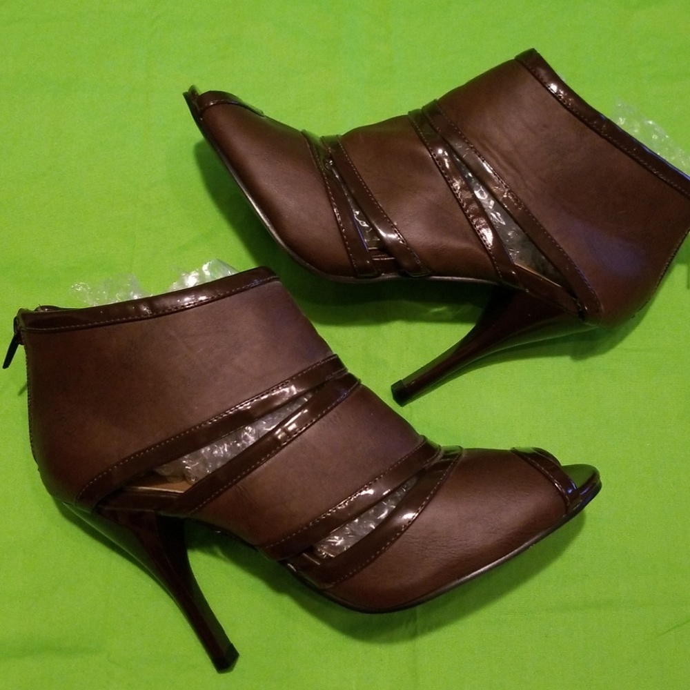 <Qupid> Peep Toe Tuxedo Heeled Booties - Size 8.5 - image 1